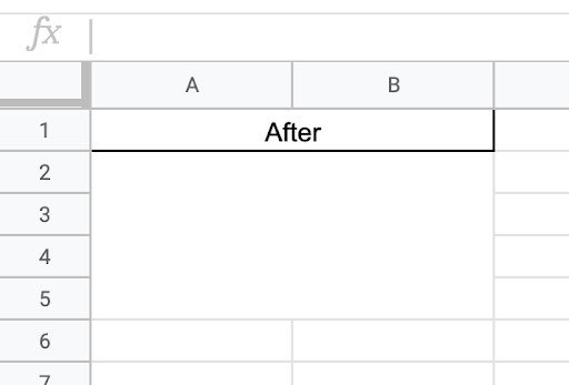Merge Cells in Google Sheets - after merging cells