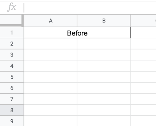Merge horizontally in Google Sheets - before merging cells